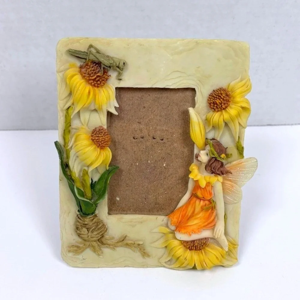 Y2K Fairy Sunflower Resin Phote Frame 3D Cottagecore Whimsical Garden Decor